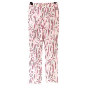 Govango Tropical Palm Print Pink Women's Pants 8 Tall